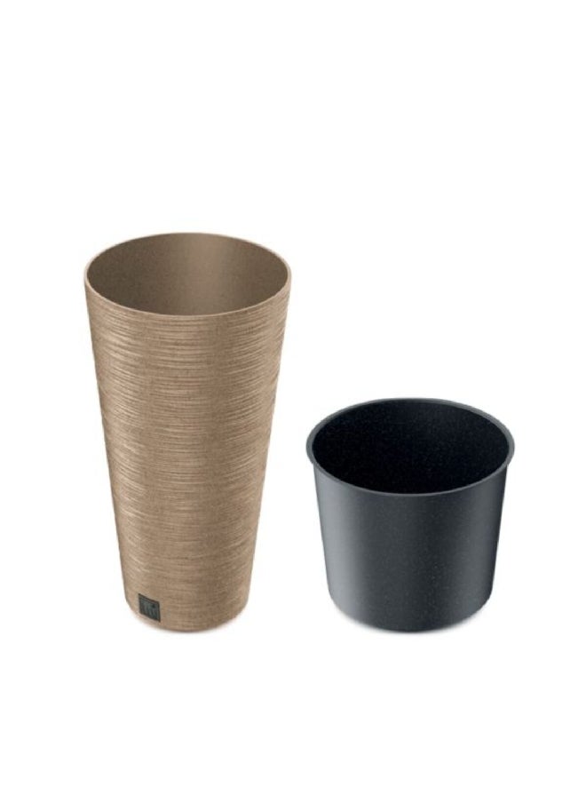 بروسبير بلاست - أصيص زهور خشبي سليم إيكو من فورو مع ملحق بني وأسود 27 لتر DFRH300W-4665W - Image 1