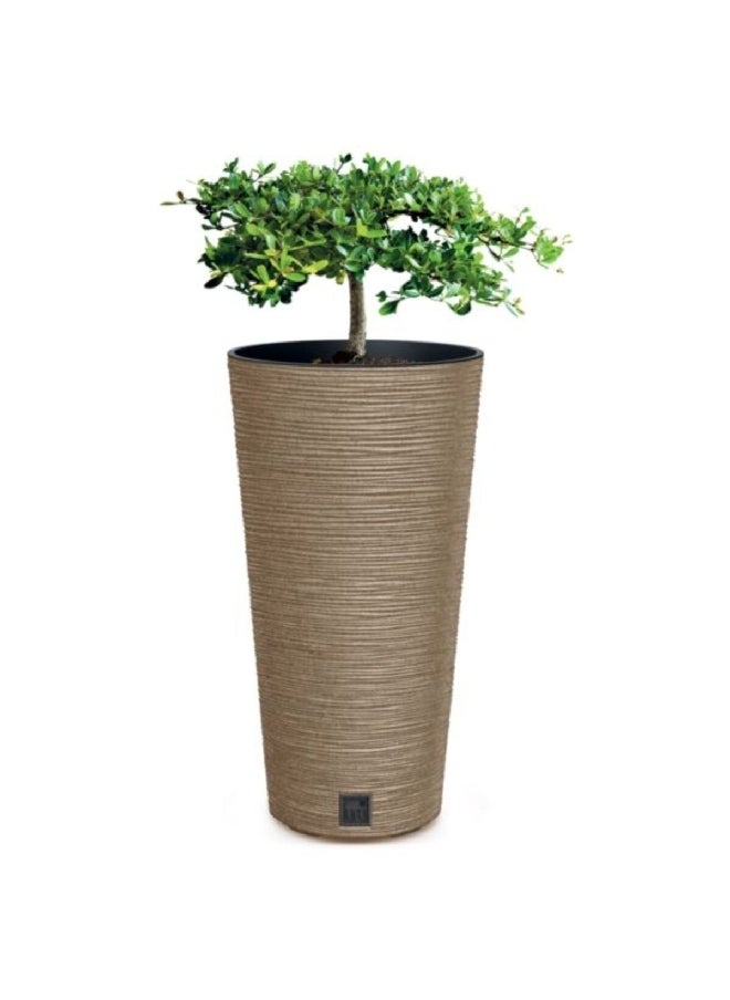 بروسبير بلاست - أصيص زهور خشبي سليم إيكو من فورو مع ملحق بني وأسود 27 لتر DFRH300W-4665W - Image 1