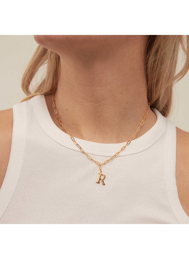 ORELIA LONDON - Initial R Open Link Chain Necklace - Image 1