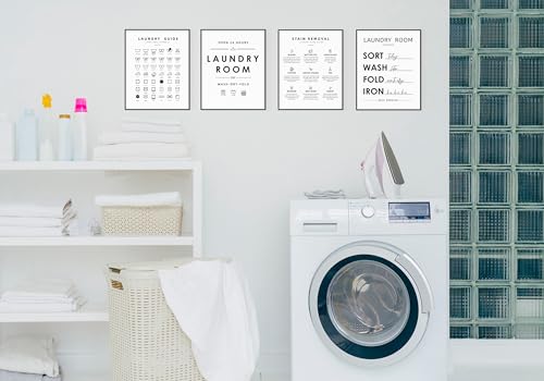 PLKMN Laundry Room Wall Art Print Set of 4, Laundry Symbols Wall Decor, Laundry Care Symbols Guide Sign, Laundry Room Decor 8x10 Inch (Unframed) - Image 3