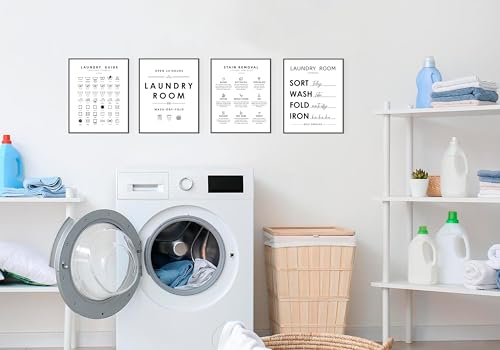PLKMN Laundry Room Wall Art Print Set of 4, Laundry Symbols Wall Decor, Laundry Care Symbols Guide Sign, Laundry Room Decor 8x10 Inch (Unframed) - Image 4