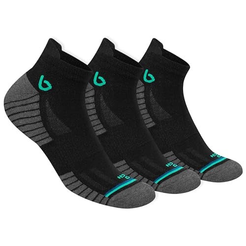 BAMBOS Bamboo Fibre Bamboo Ankle Length Socks For Men Anti-Microbial Ultra Soft Padded Ankle Socks, Pack Of 3 Black, Grey - Image 1