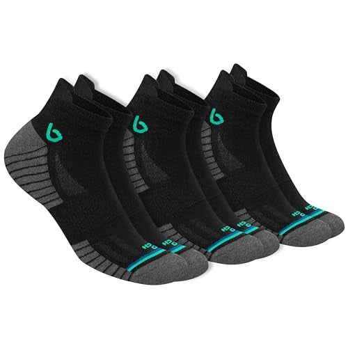 BAMBOS Bamboo Fibre Bamboo Ankle Length Socks For Men Anti-Microbial Ultra Soft Padded Ankle Socks, Pack Of 3 Black, Grey - Image 4
