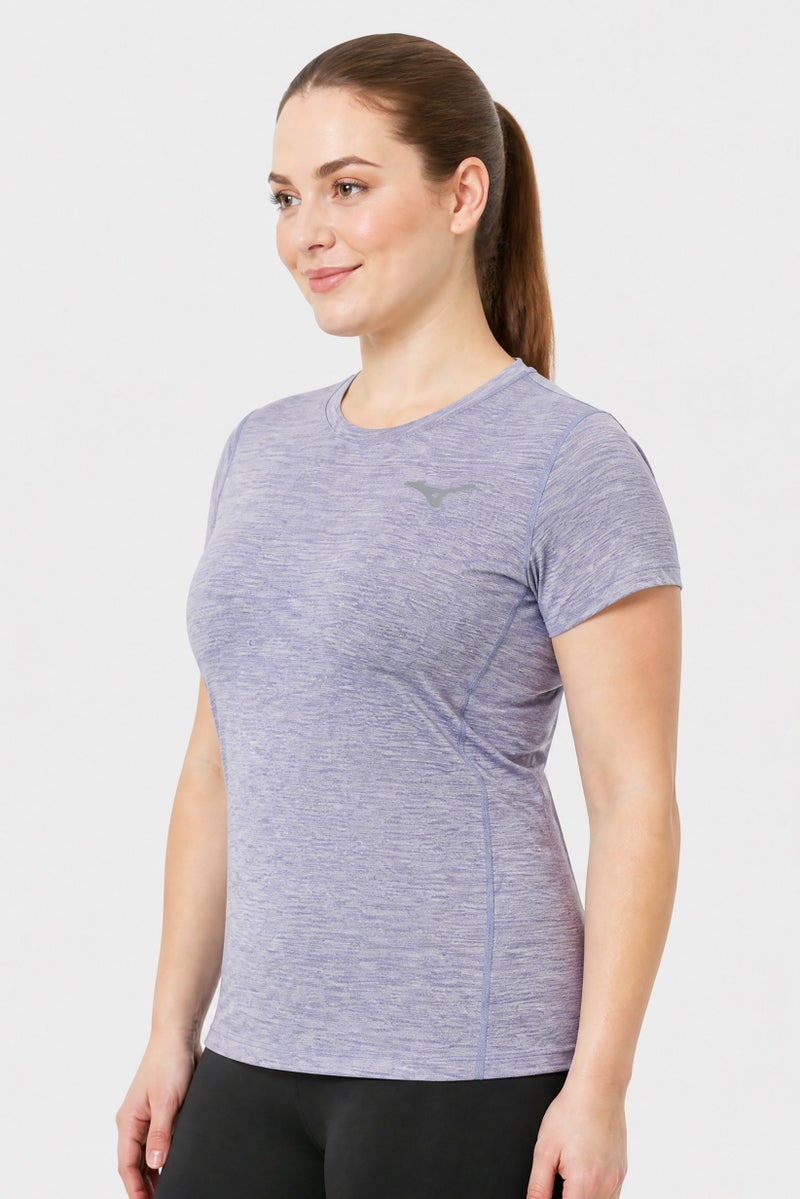 Mizuno Women Sportswear Fit Short Sleeve Training T-Shirt, Heather Purple - Image 3