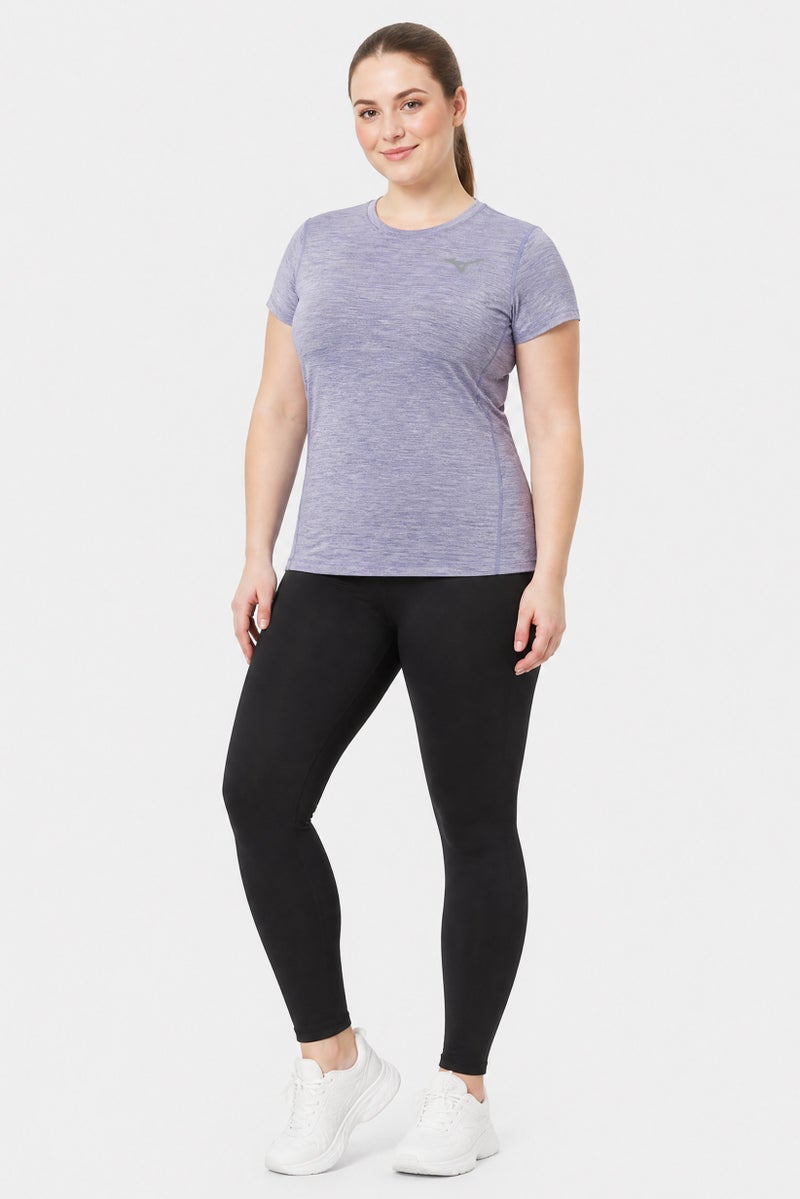 Mizuno Women Sportswear Fit Short Sleeve Training T-Shirt, Heather Purple - Image 2
