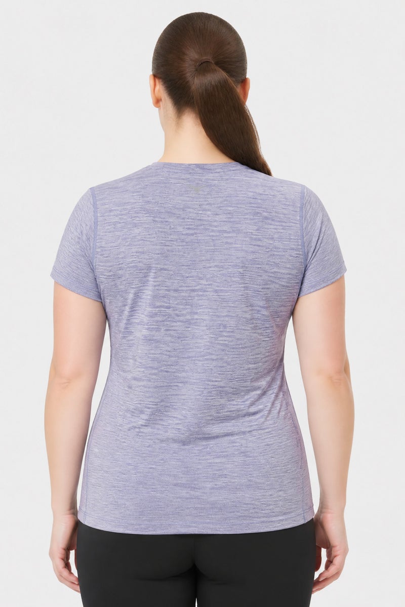 Mizuno Women Sportswear Fit Short Sleeve Training T-Shirt, Heather Purple - Image 4