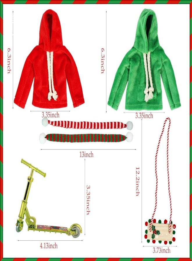 WanBigVa 6Pcs Christmas Elf Doll Accessories Set for Boys and Girls Elf Clothes Outfit with Sweatshirt,Scarves,Wooden Swing, Novelty Fun Christmas Elf Accessory for Kids Doll Xmas Decorations - Image 3