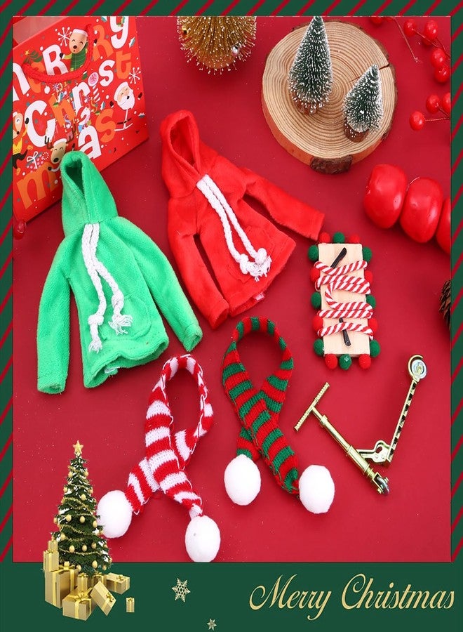 WanBigVa 6Pcs Christmas Elf Doll Accessories Set for Boys and Girls Elf Clothes Outfit with Sweatshirt,Scarves,Wooden Swing, Novelty Fun Christmas Elf Accessory for Kids Doll Xmas Decorations - Image 2