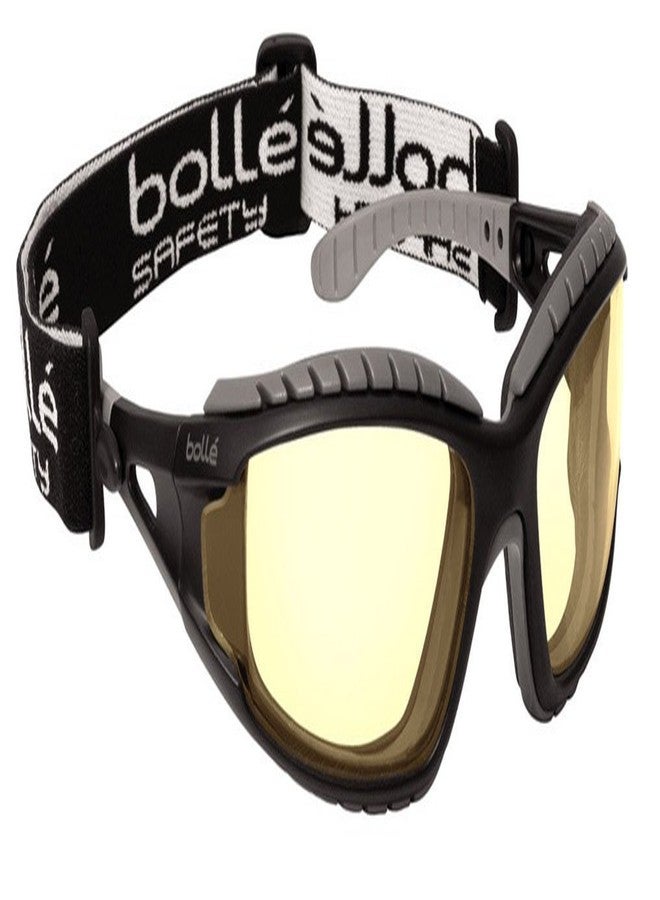 bollé Safety 253-TR-40087 Tracker Safety Eyewear with Black/Gray Polycarbonate TPE Full Frame and Yellow Lens