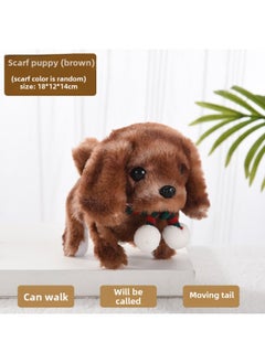 Generic Toy Dog Children Plush Electric Toy Walking Dog Electric Dog Stall Electronic Puppy Pet-Color:Scarf Dog [brown]  - Image 1