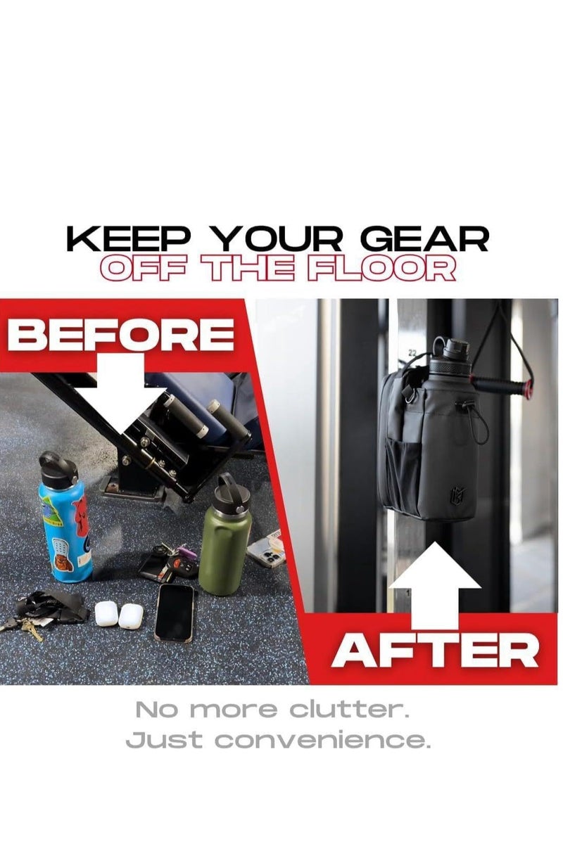 Tradeo Magnetic Gym Bag with Water Bottle Holder, Black, Seamless Magnetic Backing, Multiple Storage Pockets - Image 3