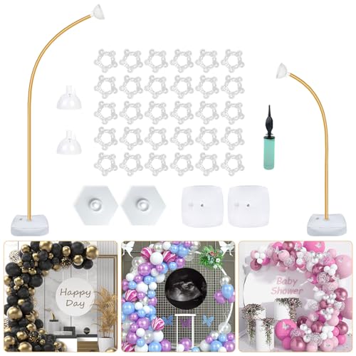 DEYIXUN Gold Balloon Arch Stand Kit 93ft 6ft Free Bending Soft Balloon Flower Backdrop Stands Set with Water Base for Birthday Party Decorations Baby Shower Wedding Graduation Balloons Decor - Image 1