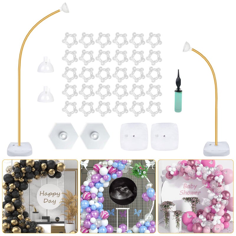 DEYIXUN Gold Balloon Arch Stand Kit 93ft 6ft Free Bending Soft Balloon Flower Backdrop Stands Set with Water Base for Birthday Party Decorations Baby Shower Wedding Graduation Balloons Decor - Image 2