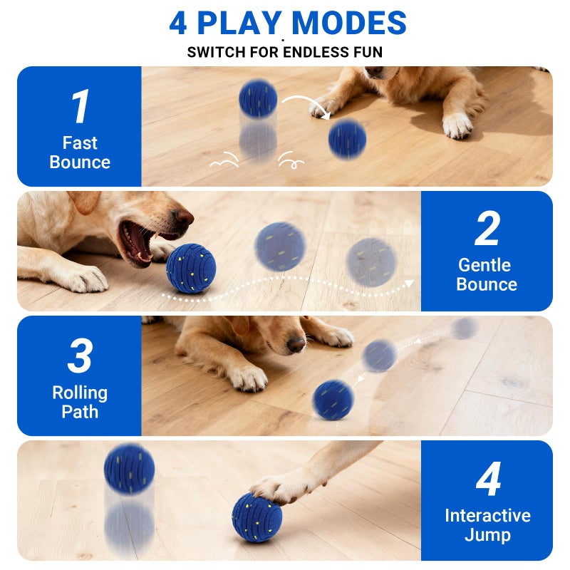 PETSWEET Smart Interactive Dog Toy with Remote Control, E-TPU Toy Ball for Aggressive Chewers, Automatic Moving, IPX6 Waterproof, Rechargeable Rolling Ball for Small/Medium/Large Dogs, BLU&YLW - Image 2