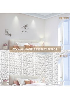 Necomi 12-Pack 3D Textured Wall Panels for Interior Wall Decor, 30 * 30cm Matt White  - Image 4