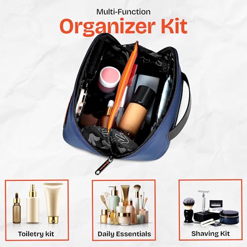 Nasher Miles Dock Toiletry Kit 180° Opening Cosmetic Bag | Polyester Travel Pouch Organizer | Multipurpose Storage Compartments & Carry Handle | Travel Accessory for Men & Women (Blue) - Image 4