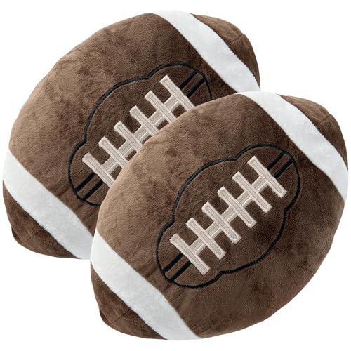 GiftExpress 2Pack Football Plush Pillow 12 Soft Stuffed Throw Cushion with Embroidered Laces BrownWhite FootballShaped Dcor for Game Day Kids Rooms Couch Man Cave - Image 5