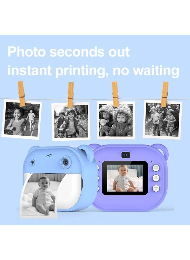 Generic Children's Instant Camera Dual Lens Photography Direct Printing High Definition Printing Camera Recording Model-Color:Polaroid Pink Dual Camera HD (standard Two Rolls Of Printing Paper)  - Image 4