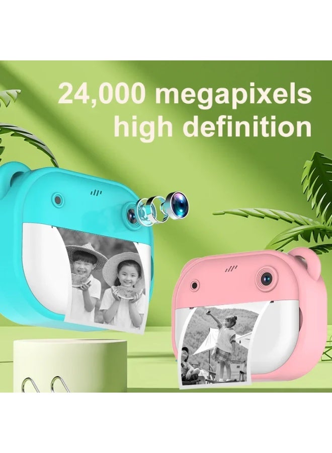 Generic Children's Instant Camera Dual Lens Photography Direct Printing High Definition Printing Camera Recording Model-Color:Polaroid Pink Dual Camera HD (standard Two Rolls Of Printing Paper)  - Image 2