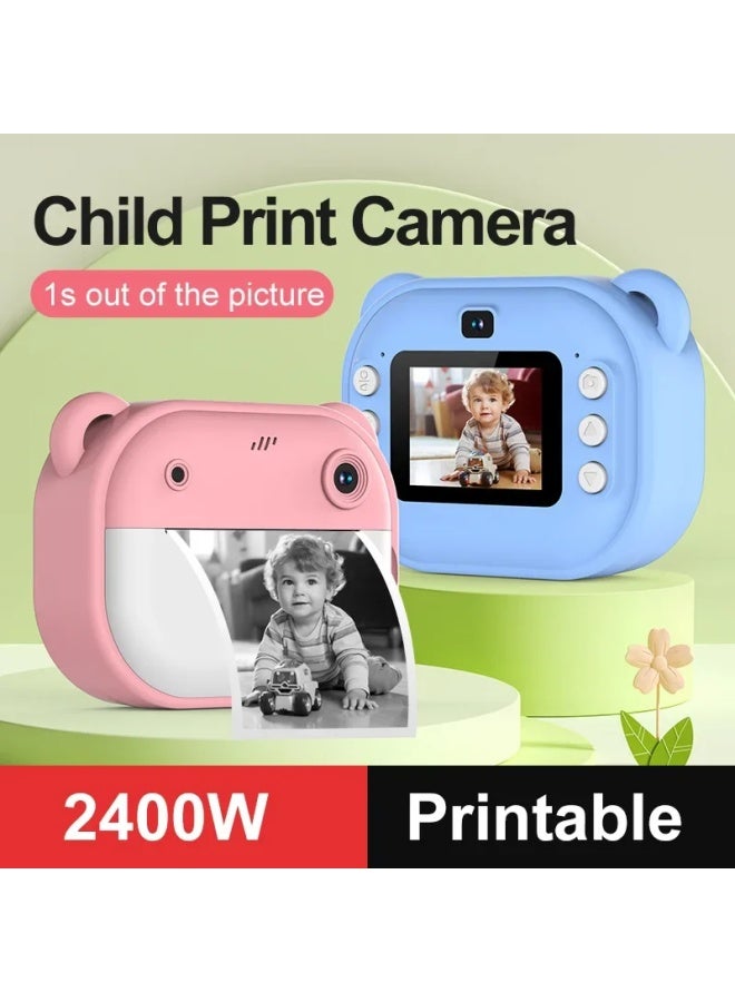 Generic Children's Instant Camera Dual Lens Photography Direct Printing High Definition Printing Camera Recording Model-Color:Polaroid Pink Dual Camera HD (standard Two Rolls Of Printing Paper)  - Image 1