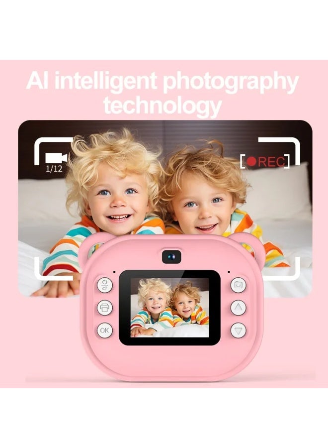Generic Children's Instant Camera Dual Lens Photography Direct Printing High Definition Printing Camera Recording Model-Color:Polaroid Pink Dual Camera HD (standard Two Rolls Of Printing Paper)  - Image 3