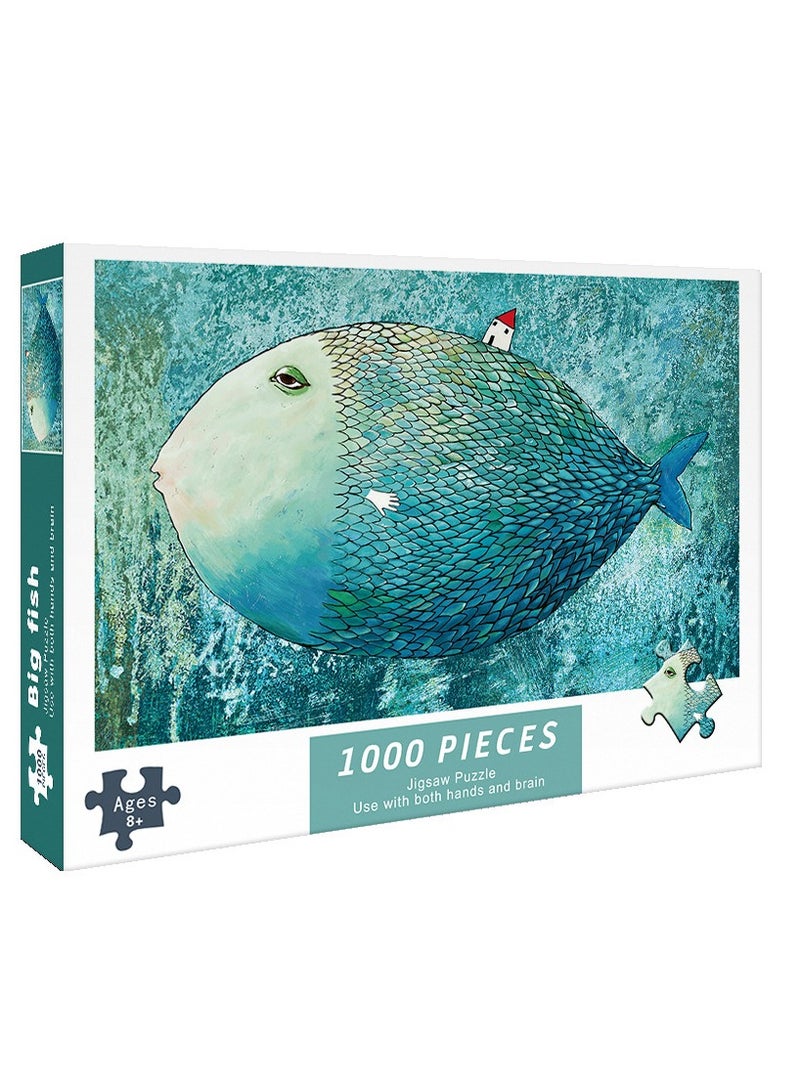 1000pcs Adult Cartoon Puzzle Big Fish，Canvas Size 75cm * 50cm  - Image 1