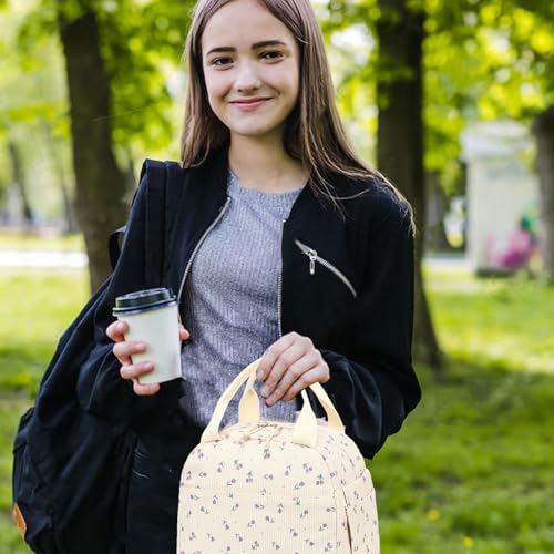 Bluboon Lunch Bag for Women Men Cute Corduroy Lunch Tote Bags Reusable Insulated Lunch Box Large Capacity Reusable Insulated Cooler for Work Picnic or Travel - Image 3