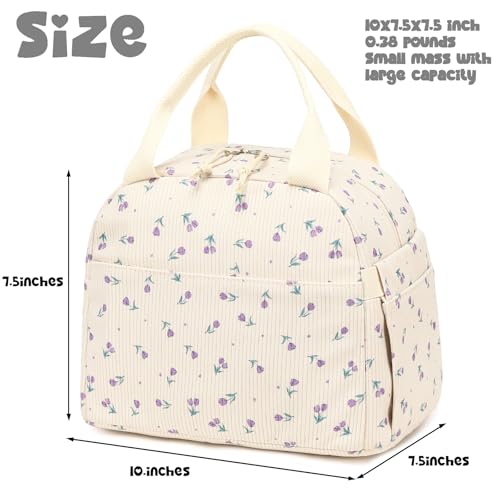 Bluboon Lunch Bag for Women Men Cute Corduroy Lunch Tote Bags Reusable Insulated Lunch Box Large Capacity Reusable Insulated Cooler for Work Picnic or Travel - Image 2