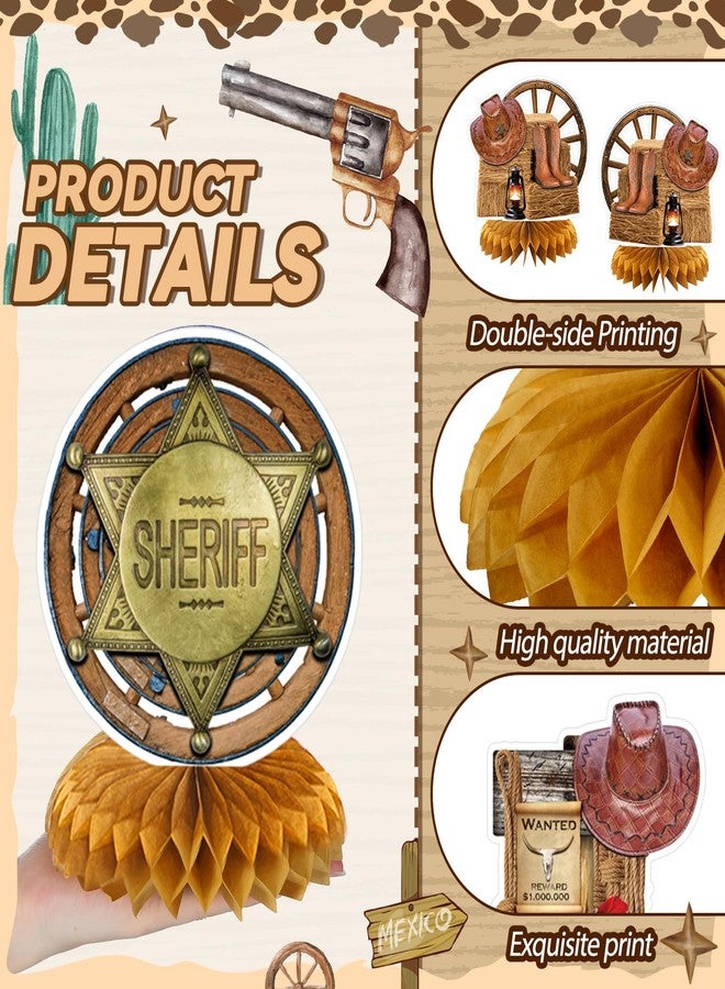 Weekgrat مجموعة ويكغرات من 12 قطعة من زينة حفلات رعاة البقر الغربية، قطع مركزية على شكل خلية نحل للطاولات، قطع مركزية لعروض رعاة البقر، لوازم حفلات أعياد الميلاد ثلاثية الأبعاد ذات الطابع الغربي - Image 3