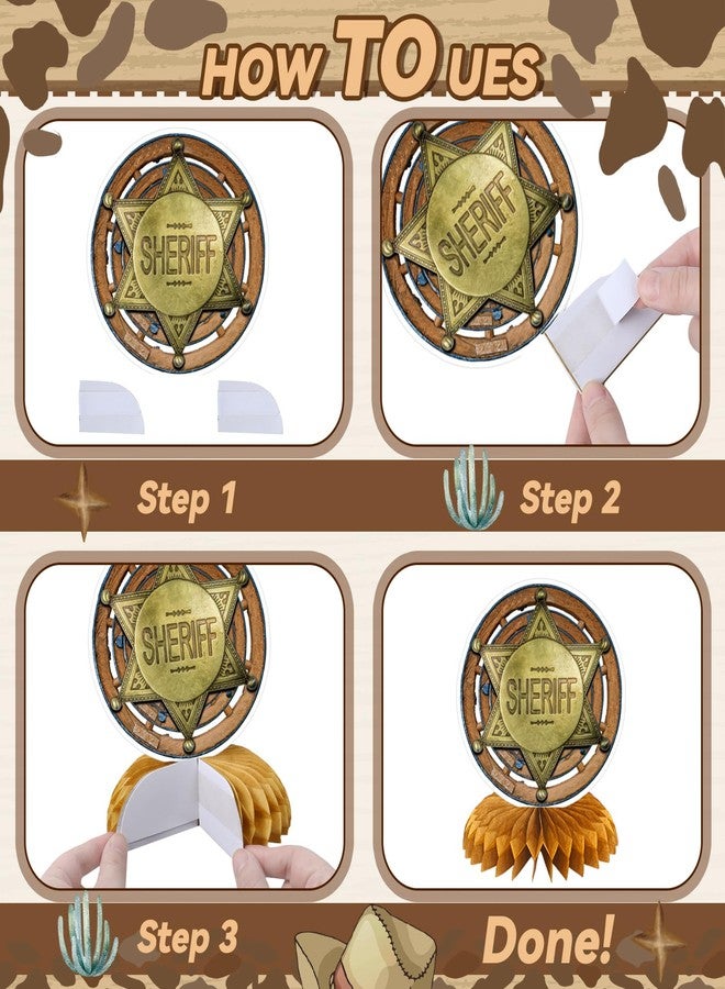 Weekgrat مجموعة ويكغرات من 12 قطعة من زينة حفلات رعاة البقر الغربية، قطع مركزية على شكل خلية نحل للطاولات، قطع مركزية لعروض رعاة البقر، لوازم حفلات أعياد الميلاد ثلاثية الأبعاد ذات الطابع الغربي - Image 4