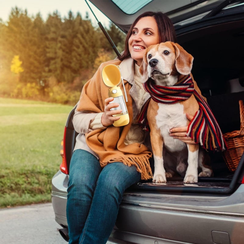 Yellow Leak Proof Dog Water Bottle Travel Pet Drink Dispenser - Image 3