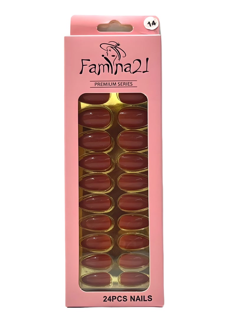 Famina21 Premium Nails | Set of 24 with Glue Sticker | Elegant Fake Nails for Instant Glam (14) - Image 1