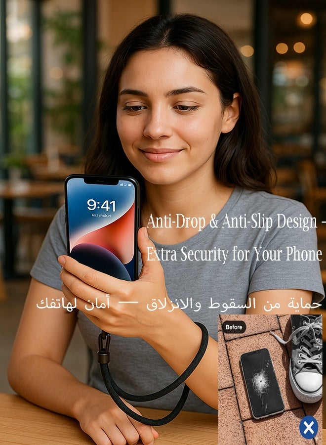 Neyecam Adjustable Phone Wrist Strap 2 Pack with Tether Tabs, Tear-Resistant Polyester Lanyard for Smartphones, Keys, USB – Black - Image 5