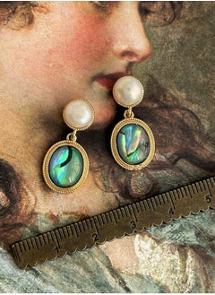 LOOPITYS Shallow antique freshwater pearl abalone shell earrings, 14k gold-plated with freshwater pearls, fashionable item  - Image 5