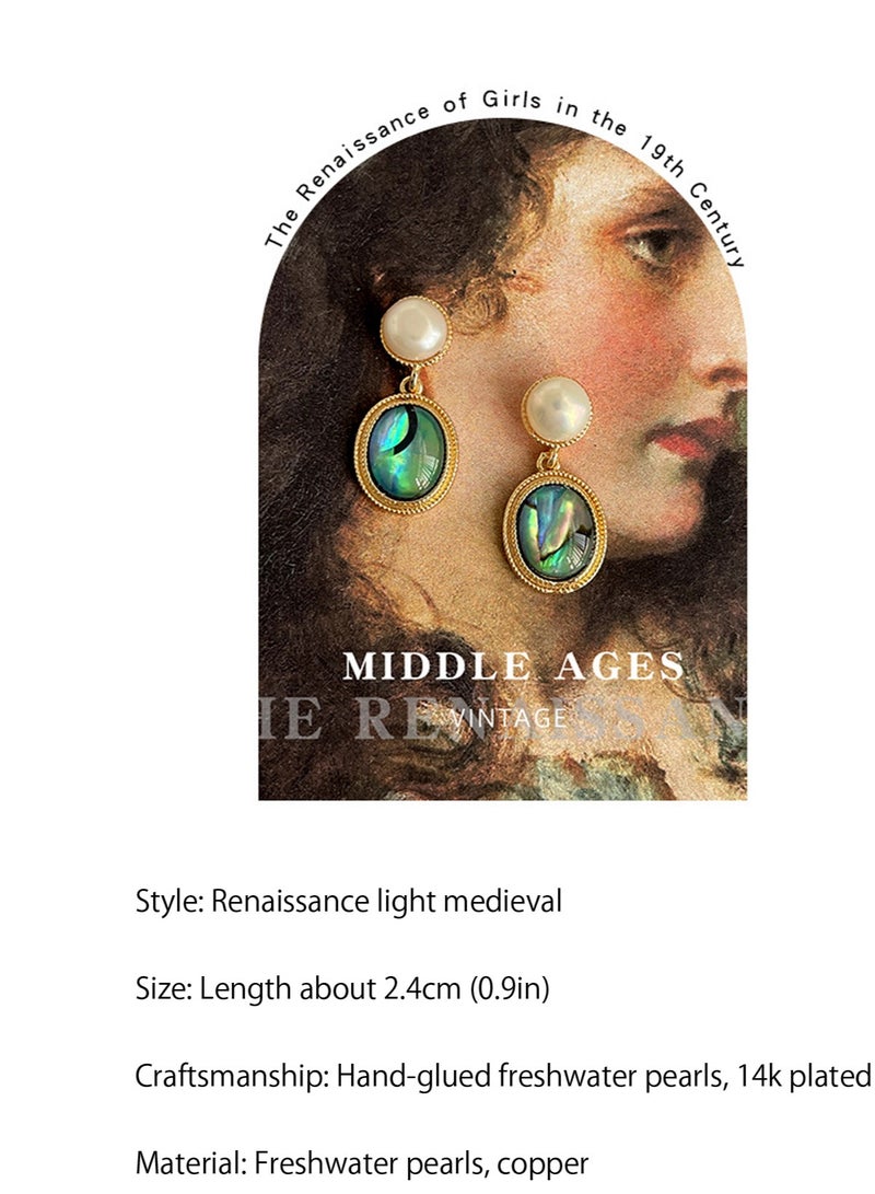 لوبيتيز المياه العذبة بيرل أذن البحر شل أقراط ، 14K مطلية بالذهب ، بالإضافة إلى المياه العذبة بيرل ، أزياء واحدة - Image 4