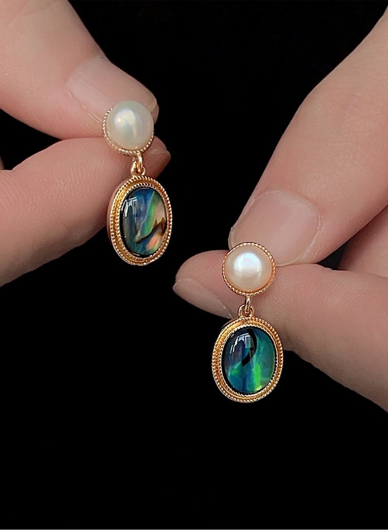 لوبيتيز المياه العذبة بيرل أذن البحر شل أقراط ، 14K مطلية بالذهب ، بالإضافة إلى المياه العذبة بيرل ، أزياء واحدة - Image 3