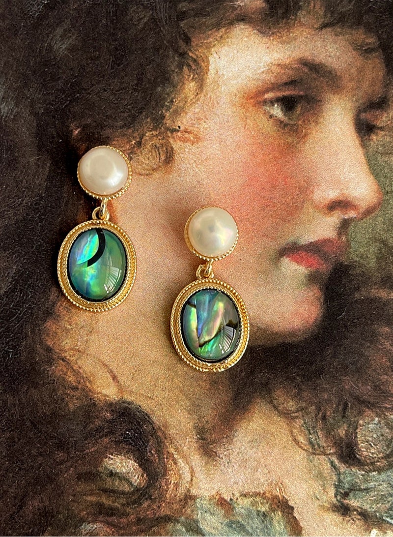 لوبيتيز المياه العذبة بيرل أذن البحر شل أقراط ، 14K مطلية بالذهب ، بالإضافة إلى المياه العذبة بيرل ، أزياء واحدة - Image 2