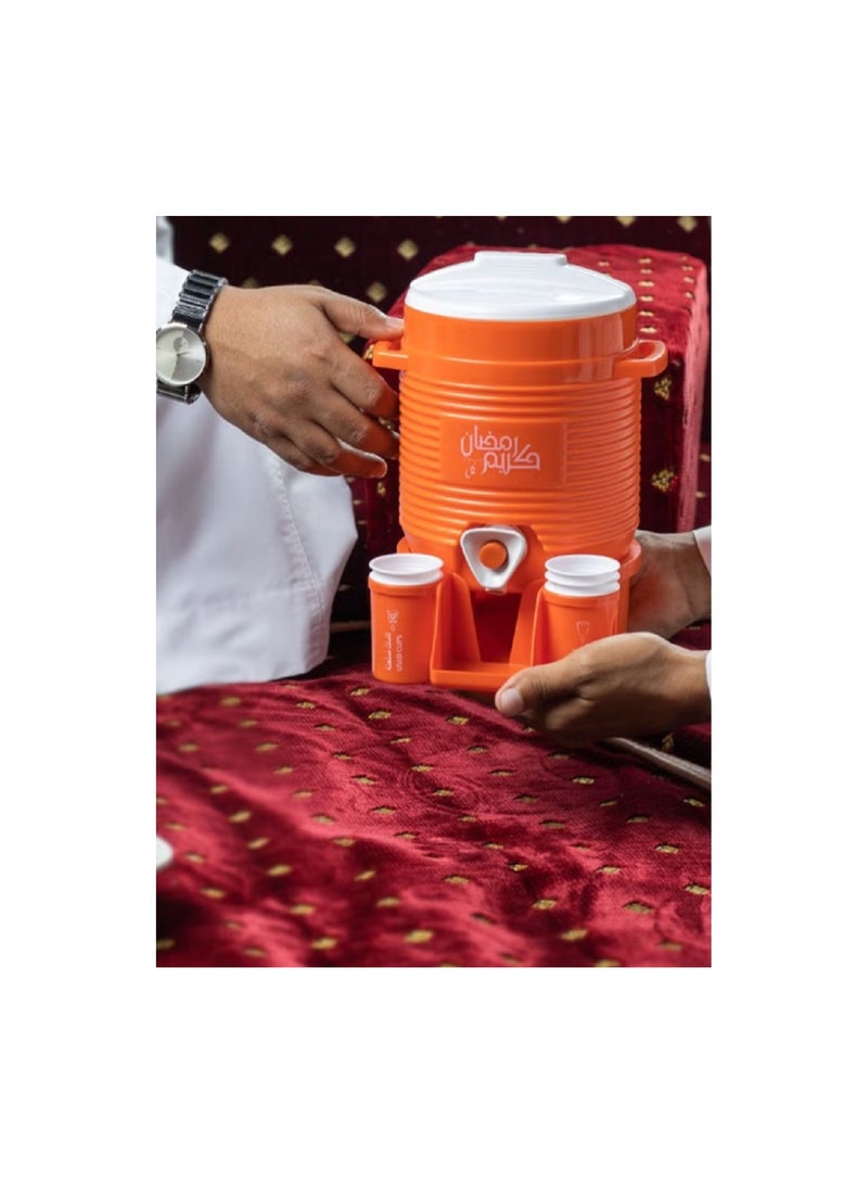 Al-Haram thermos, a unique piece inspired by the Holy Mosque, 2 liters, orange, removable sticker, Ramadan Kareem
