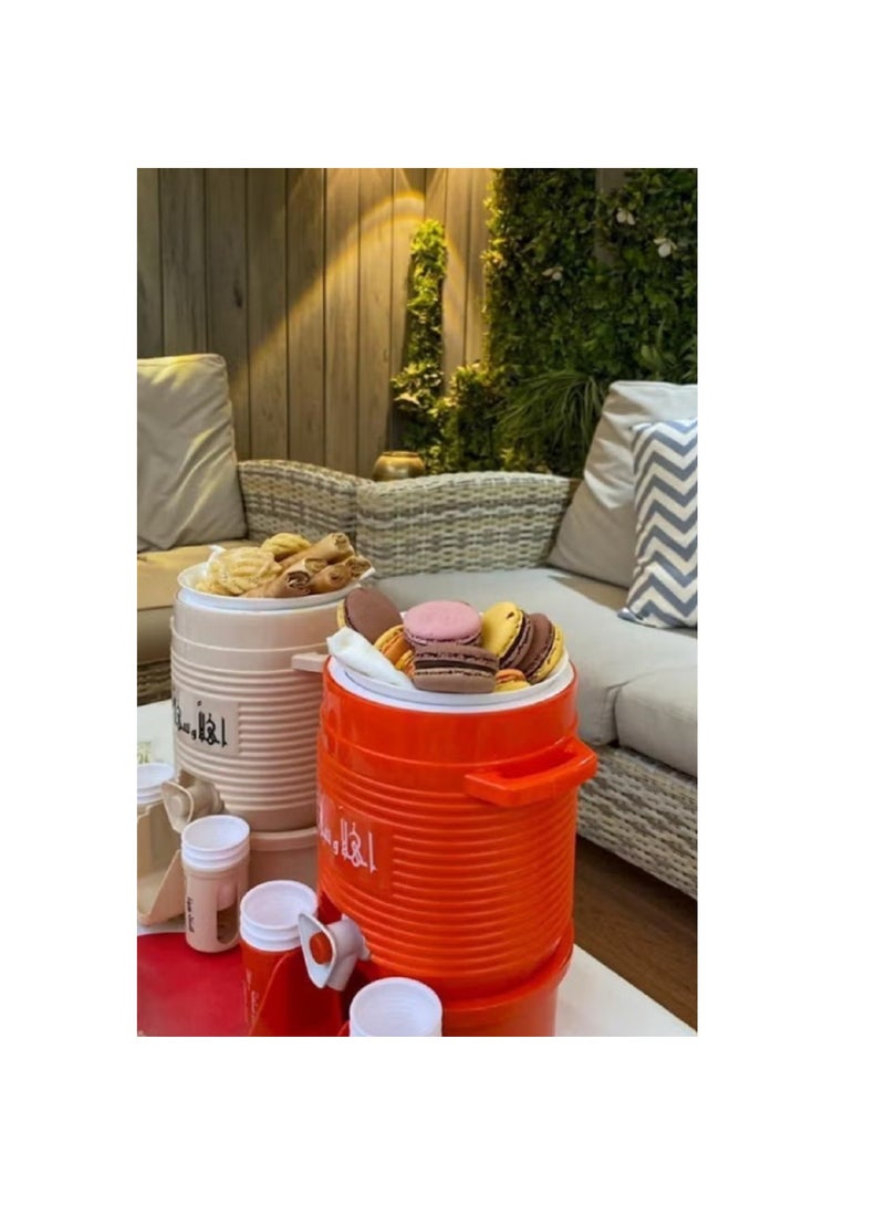 Al-Haram thermos, a unique piece inspired by the Holy Mosque, 2 liters, orange, removable sticker, Ramadan Kareem