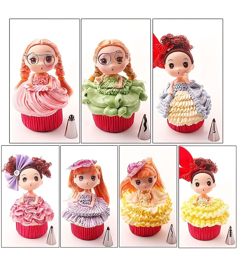 Stainless Steel 7-piece Decorating Nozzle Set Cake Piping Tips For Cream Border Skirt Flower Design Baking Tools Kit - Image 3