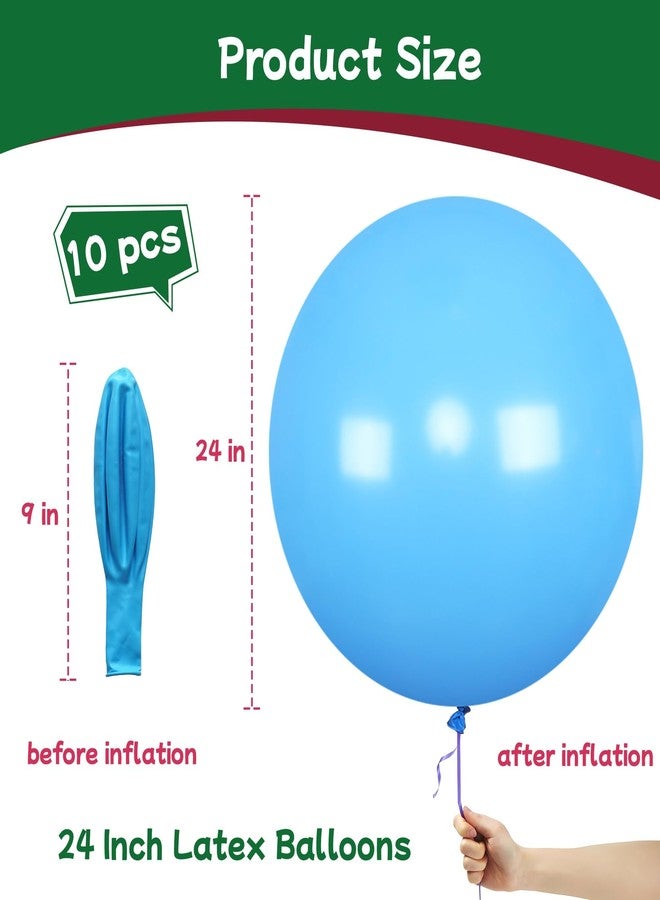 AZOWA 24 Inch Pink and Blue Balloon 10 Large Balloons for Wedding Birthday Baby Shower Decoration - Image 2