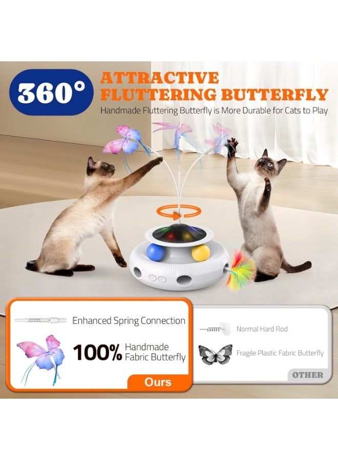 Interactive Cat Toy,Electric Cat Toy, 3 in 1 Automatic Interactive Kitten Toys for Indoor Cats Rechargeable with Fluttering Butterfly, Track Balls and Ambush Feather - Image 3
