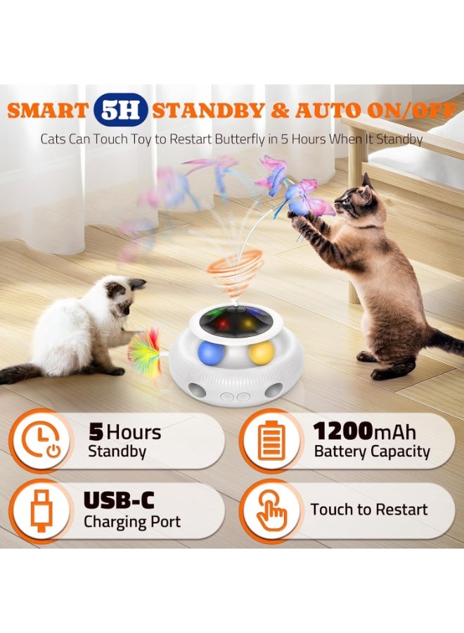 Interactive Cat Toy,Electric Cat Toy, 3 in 1 Automatic Interactive Kitten Toys for Indoor Cats Rechargeable with Fluttering Butterfly, Track Balls and Ambush Feather - Image 4