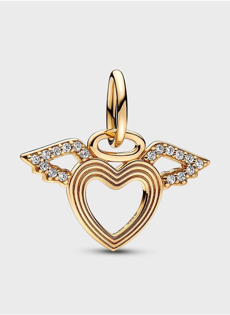 PANDORA Heart & Angel Wings Dangle Charm  - Image 1