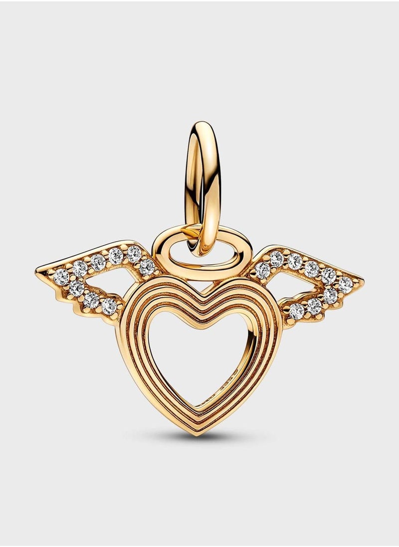 PANDORA Heart & Angel Wings Dangle Charm  - Image 1
