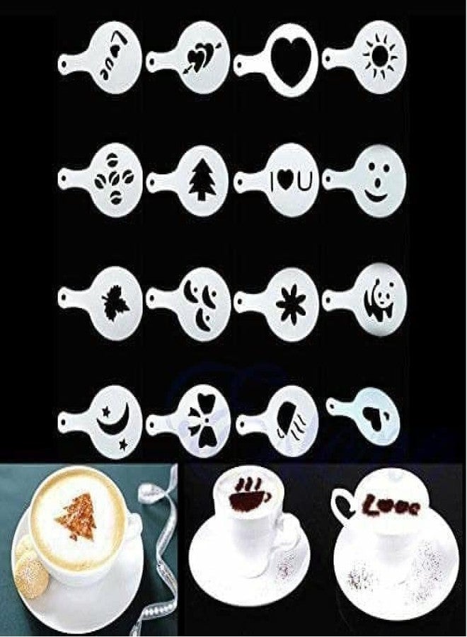 MaruHub 16Pcs Coffee Stencil Cafe Barista Tools Latte Art Maker Cappuccino Decor Pattern Mold Coffee Making Accessories - Image 2