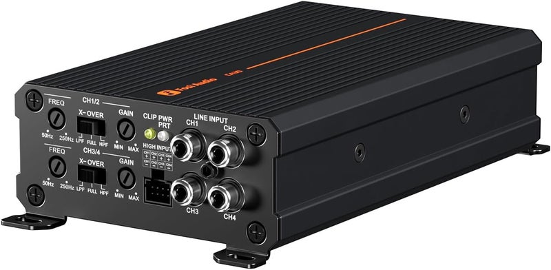Fosi Audio CA30 4 Channel Car Amplifier Class D, Independent Crossover RCA/High Level Input, 88% Efficiency 100W x 4 @ 4Ω/320W Bridged, Mini Low Noise HiFi Amp for Vehicle Stereo Audio Sound System