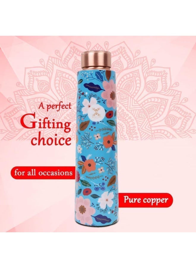MERCAPE® MERCAPE Copper Water Bottle Handmade Ayurvedic Enameled Print Water Bottle for Drinking 900ml (Pack of 2) - Image 4