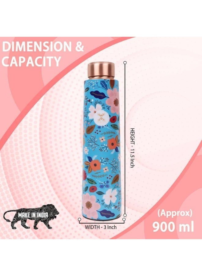 MERCAPE® MERCAPE Copper Water Bottle Handmade Ayurvedic Enameled Print Water Bottle for Drinking 900ml (Pack of 2) - Image 2