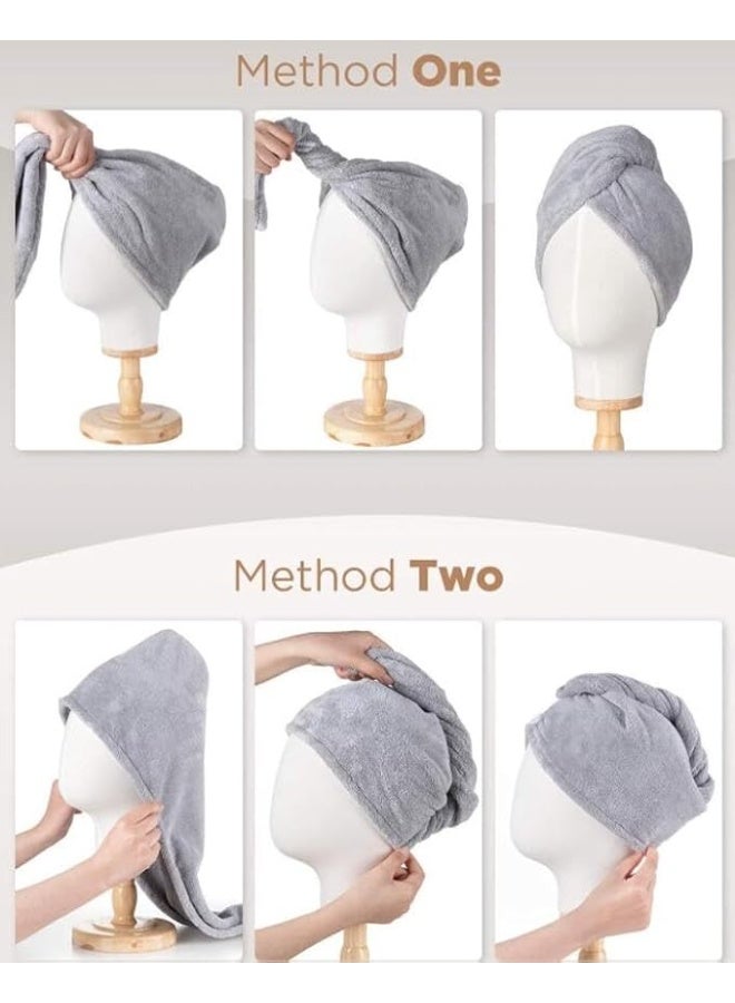 MIMOE Microfiber Hair Towels Super Absorbent Quick Dry Head Towels Wrap, Hair Drying Towel Wrap, Anti Frizz Microfiber Towels, Fast Drying Hair Towel Pueple Gray Blue - Image 2